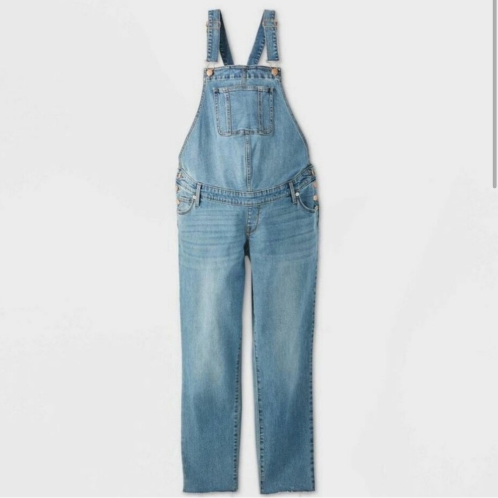 Ingrid and Isabel Blue Maternity Denim Overalls